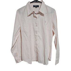 Polo Ralph Lauren Pink Striped Button Front Shirt Womens Size XXXL Classic Fit